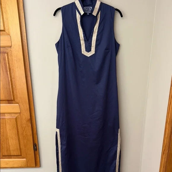Sail to Sable Sleeveless Classic Maxi Dress | size Small | Navy & gold | EUC - Picture 1 of 11